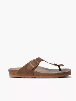 Женские кожаные сандалии на плоской подошве с анатомической подошвой Genuins, коричневый