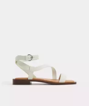 Женские кожаные сандалии на плоской подошве с квадратным носком Aldo, белый