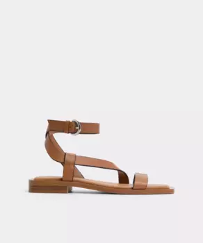 Женские кожаные сандалии на плоской подошве с квадратным носком Aldo, коричневый