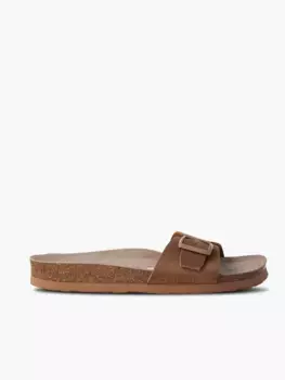 Женские кожаные сандалии на плоской подошве с анатомической подошвой Genuins, коричневый