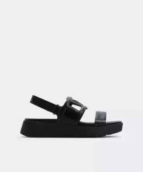 Женские кожаные сандалии на плоской подошве с круглым носком Aldo, черный