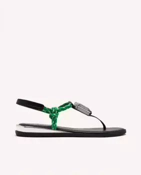 Женские кожаные сандалии на плоской подошве с крупными стразами и металлическими вставками Gioseppo, черный