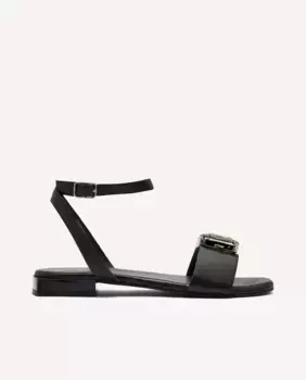 Женские кожаные сандалии на плоской подошве с отделкой и застежкой на щиколотке Gioseppo, черный