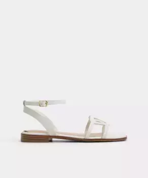 Женские кожаные сандалии на плоской подошве с квадратным носком Aldo, белый