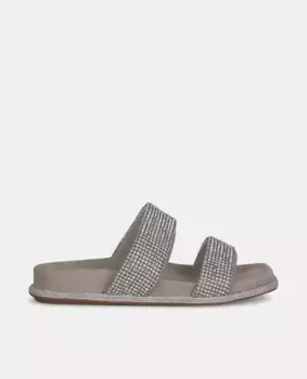 Женские кожаные сандалии на плоской подошве со стразами Alma en Pena, бежевый