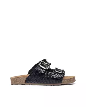 Женские кожаные сандалии на плоской подошве Yokono, черный