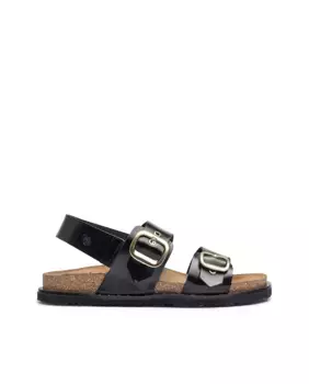 Женские кожаные сандалии на плоской подошве Yokono, черный