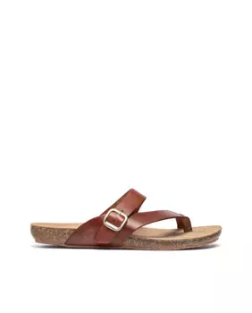 Женские кожаные сандалии на плоской подошве Yokono, коричневый