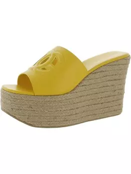 Женские кожаные сандалии на танкетке на платформе Dolce & Gabbana, желтый