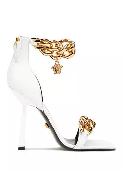 Женские кожаные сандалии с белой цепочкой Versace