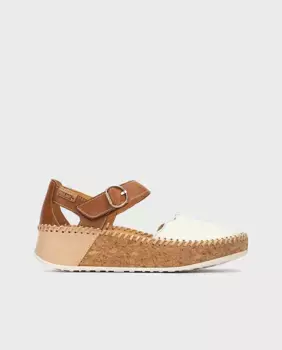 Женские кожаные сандалии с клейкой застежкой белого цвета Pikolinos, белый