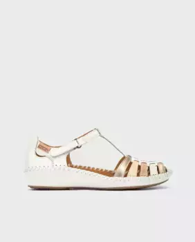 Женские кожаные сандалии с клейкой застежкой и мягкой стелькой белого цвета Pikolinos, белый