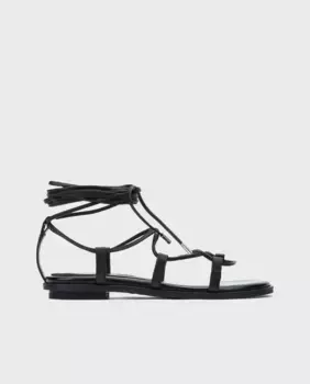 Женские кожаные сандалии с текстильными ремешками черного цвета Martinelli, черный