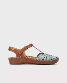 Женские кожаные сандалии с застежкой-липучкой Pikolinos, голубой