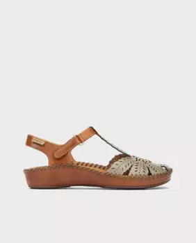 Женские кожаные сандалии с застежкой-липучкой Pikolinos, зеленый