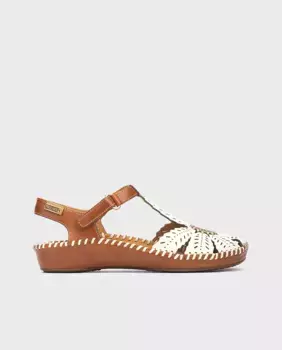 Женские кожаные сандалии с застежкой-липучкой Pikolinos, белый