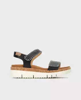 Женские кожаные сандалии с застежкой-липучкой Pikolinos, чёрный