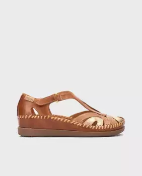 Женские кожаные сандалии с застежкой-липучкой Pikolinos, коричневый