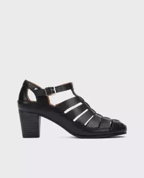 Женские кожаные сандалии с застежкой-пряжкой и блочным каблуком Pikolinos, черный