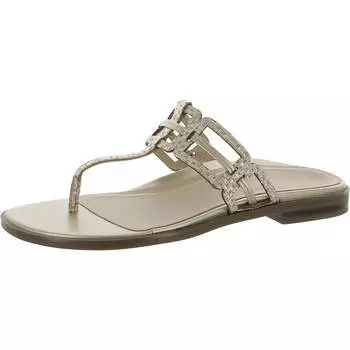 Женские кожаные сандалии-шлепанцы Alvana Vionic, цвет gold geo leather