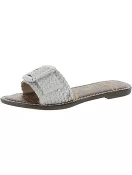 Женские кожаные сандалии-шлепанцы Gabriela Basketweave Sam Edelman, цвет white leather