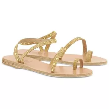 Женские кожаные сандалии-слайды Apli Eleftheria Gold Shells с петлей для большого пальца Ancient Greek Sandals