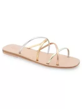 Женские кожаные сандалии-слайды Frankie с перекрестными ремешками Splendid, золотой/серебряный/бронзовый