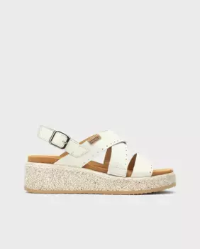 Женские кожаные сандалии со съемной стелькой и застежкой на липучке Pikolinos, белый