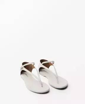 Женские кожаные сандалии Straps MANGO, белый