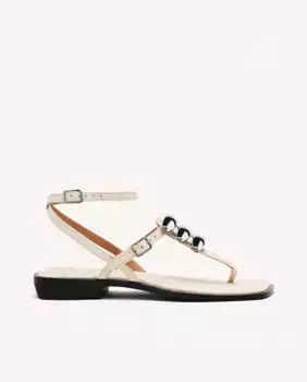 Женские кожаные сандалии в греческом стиле на плоской подошве с металлическими аппликациями Gioseppo, белый