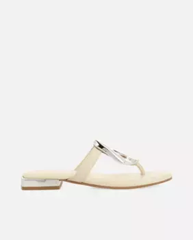 Женские кожаные сандалии в рабском стиле на плоской подошве с металлическим декором Gioseppo, белый