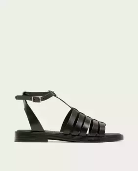 Женские кожаные сандалии в римском стиле с ремешками на мыске Porronet, черный