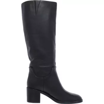 Женские кожаные сапоги до колена без застежек Vince, цвет Black Leather