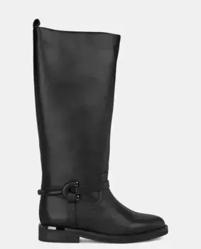 Женские кожаные сапоги на плоской подошве со стременем на голенище Alma en Pena, черный