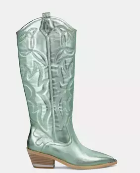 Женские кожаные сапоги с острым носком Alma en Pena, зеленый