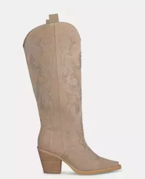 Женские кожаные сапоги с острым носком и каблуком Alma en Pena, кремовый