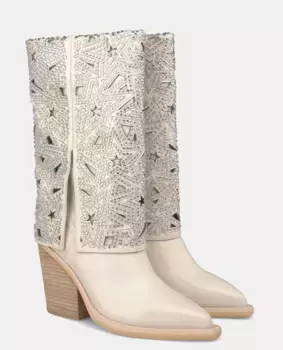 Женские кожаные сапоги с высечкой звезды Alma en Pena, белый