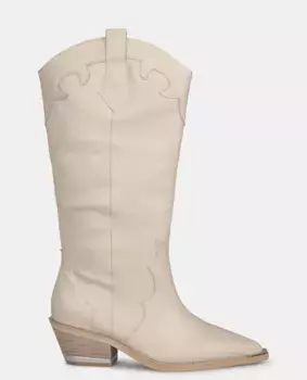 Женские кожаные сапоги с вышивкой и острым носком Alma en Pena, белый