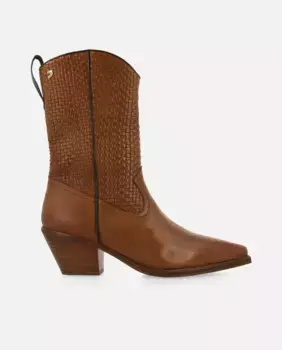 Женские кожаные сапоги в ковбойском стиле с плетением ручной работы и каблуком Gioseppo, коричневый