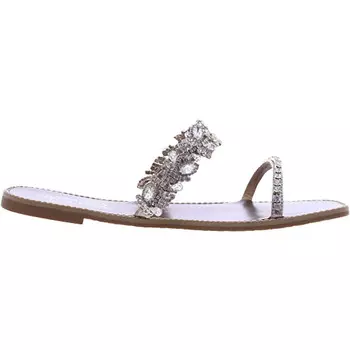 Женские кожаные шлепанцы Jenelle со стразами Badgley Mischka, цвет Champagne Leather