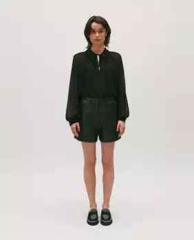 Женские кожаные шорты с карманами Claudie Pierlot, черный