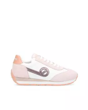 Женские кожаные спортивные кроссовки в сочетании белого и бежевого цвета No Name, белый