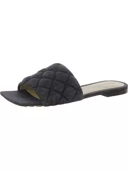Женские кожаные стеганые шлепанцы Bottega Veneta, цвет Indigo