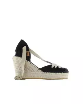 Женские кожаные танкетка эспадрильи с регулировкой ленты Vidorreta, чёрный