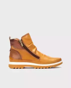 Женские кожаные тапочки на молнии и стельке из пены с эффектом памяти Pikolinos, горчичный