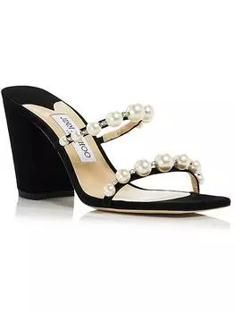 Женские кожаные туфли Amara 85 с декоративными каблуками Jimmy Choo, черный