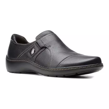Женские кожаные туфли Clarks Cora Poppy, цвет Black Tumbled