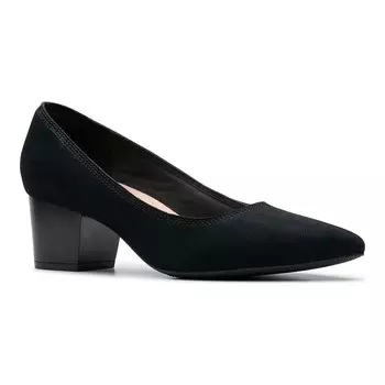 Женские кожаные туфли Clarks Ellanie Hope на блочном каблуке, цвет Black Suede