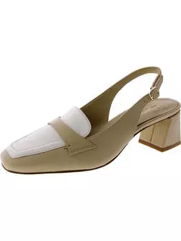 Женские кожаные туфли HUNNY с острым носком и открытой пяткой на каблуке 27 Edit, цвет tan warm white