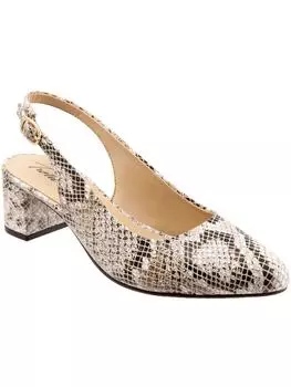 Женские кожаные туфли KAY с острым носком и открытой пяткой на каблуке Trotters, цвет cream snake